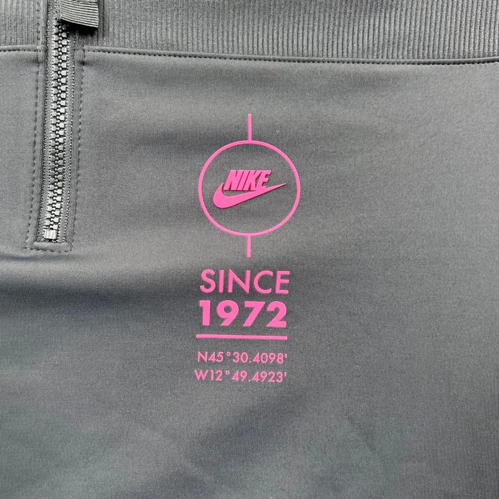 Nike Quarter-Zip Cropped Top Womens Large Black Pink Dri-FIT Ribbed Since 1972